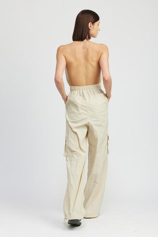 Modern Beige Cargo Style Jumpsuit - ZyraLux