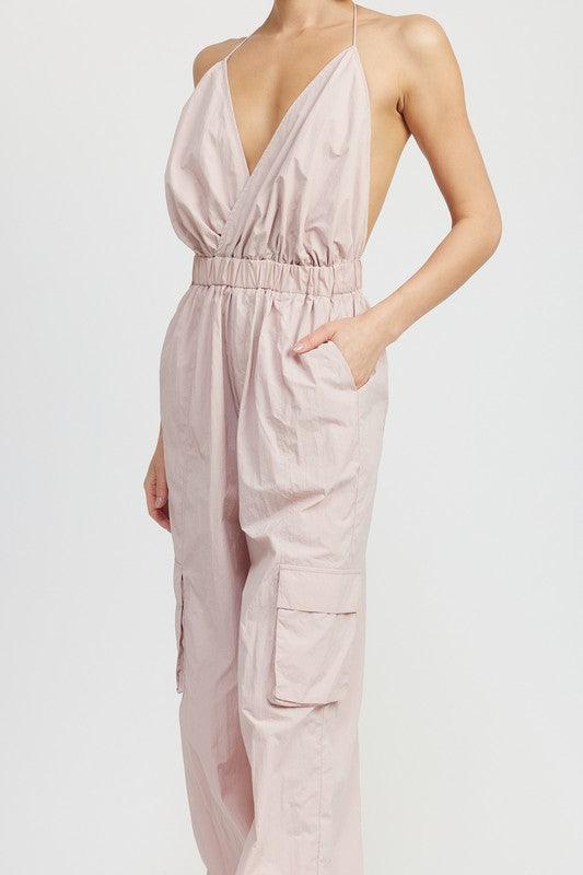 Modern Beige Cargo Style Jumpsuit - ZyraLux