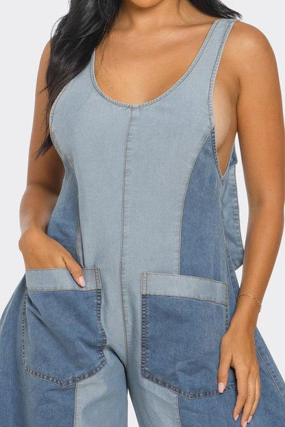 Denim Patchwork Harlem Jumpsuit - ZyraLux