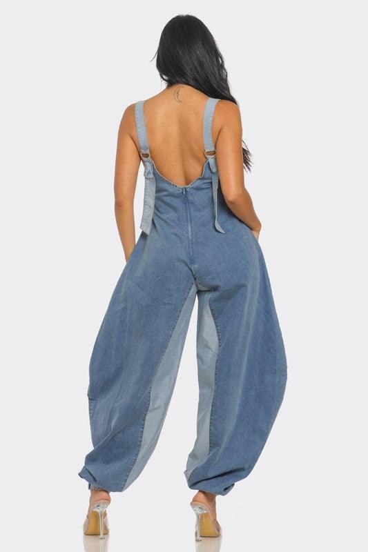 Denim Patchwork Harlem Jumpsuit - ZyraLux