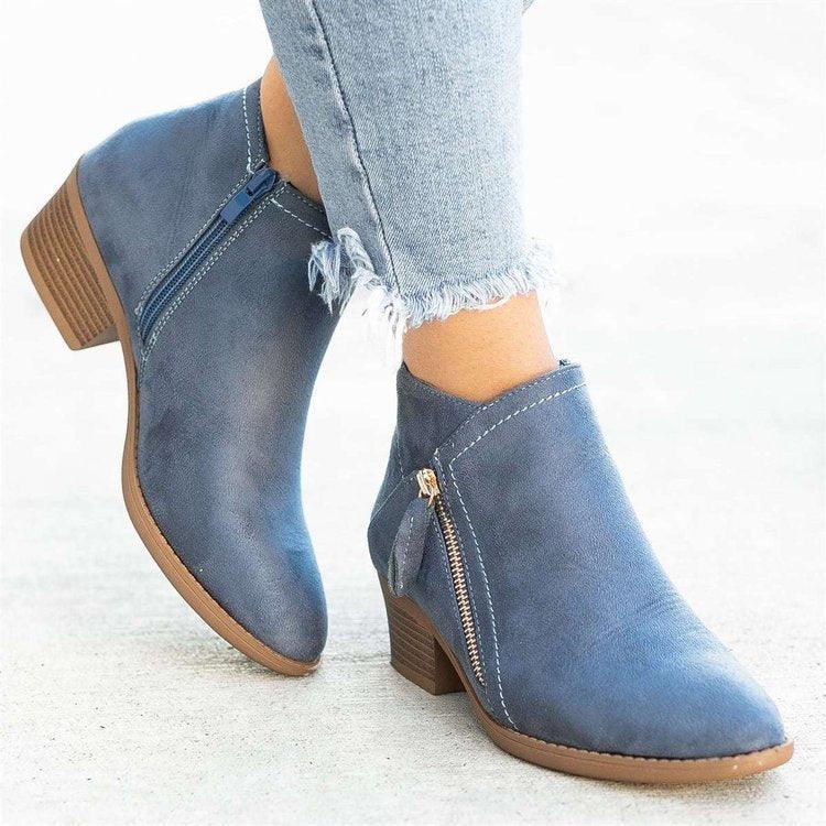 ZyraLux Dames Chic Enkellaarsjes - Stijlvol - Comfortabel - Ritssluiting - Casual Wandelschoenen