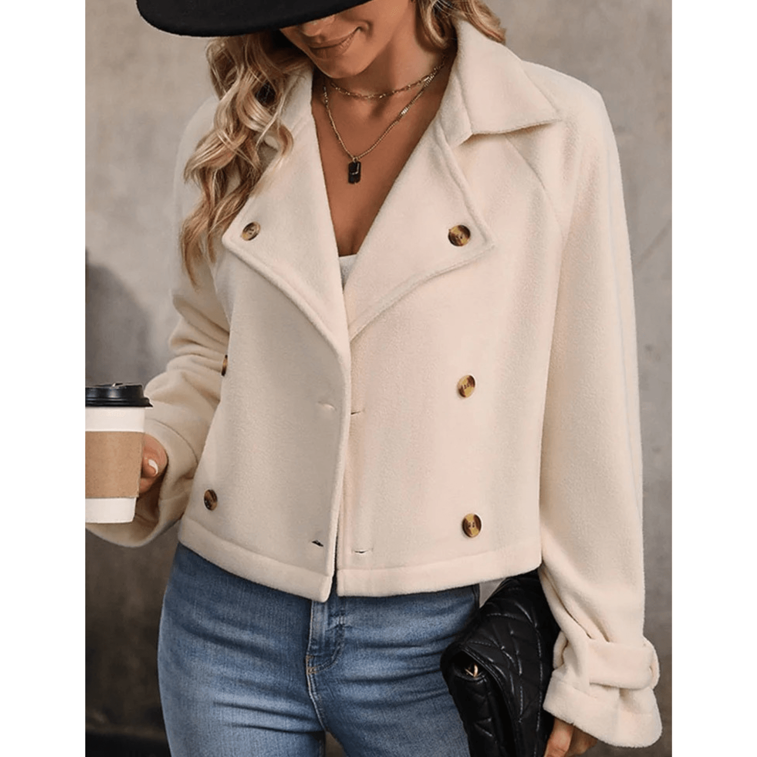 Emma - Button Detail Jacket for Women - ZyraLux