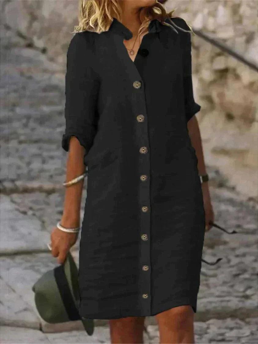 Lara - Casual Shirt Dress - ZyraLux