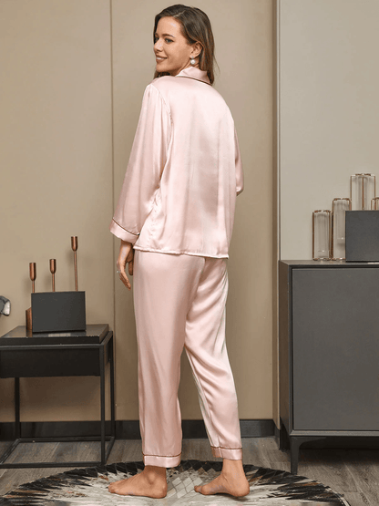 MAËLLE - Pure Silk Pajama with Classic Trim - ZyraLux Pyjama