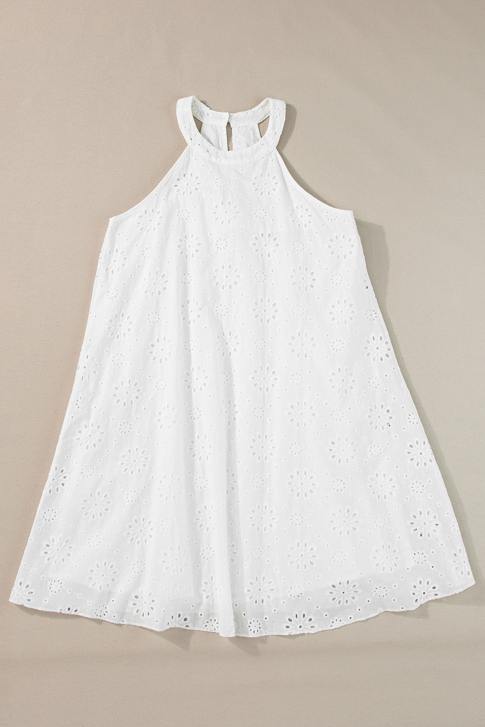 Chique witte Boho Halter Halterjurk met Oogjes en Mouwloos