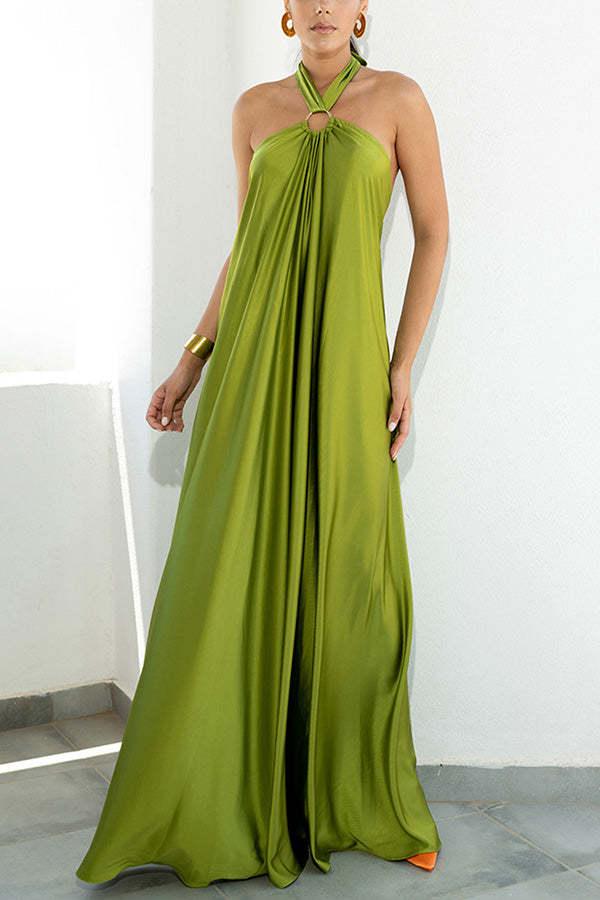 Elegant Halter Backless Gown | Multicolor | Evening Glamour | Satin - ZyraLux Kleding en accessoires