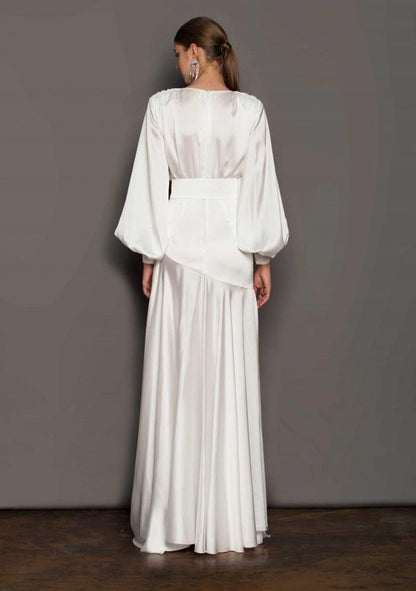 Ethereal Elegance Gown | White | Formal Wear | Satin - ZyraLux Kleding en accessoires