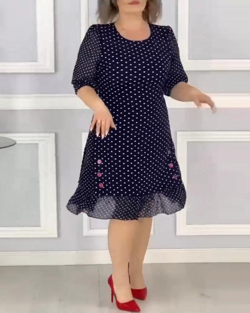 Plus Size Dress | Polka Dot | Cotton | Comfortable and Charming - ZyraLux Kleding en accessoires