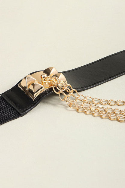 Stijlvolle elastische riem met chique kettingaccent