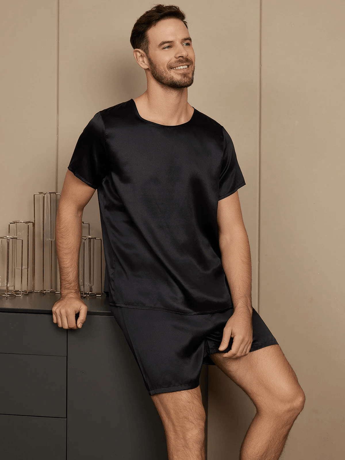 OLIVIER - Casual Short Sleeve Silk Pajama for Men - ZyraLux