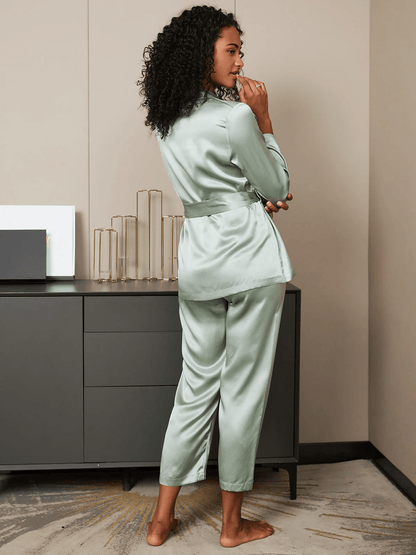 SABRINA - Belted Silk Pajama, Elegance and Comfort - ZyraLux Pyjama