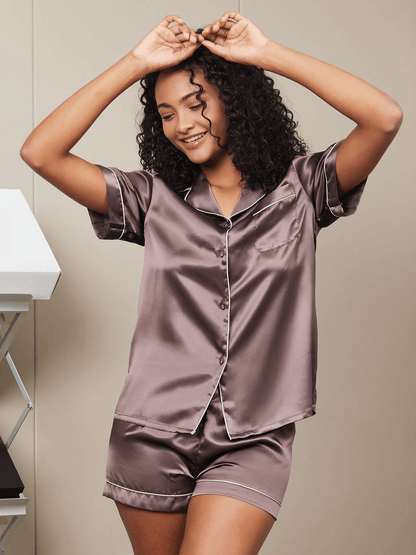 MYRTHE - Short Pajama Set in Pure Silk - ZyraLux Pyjama