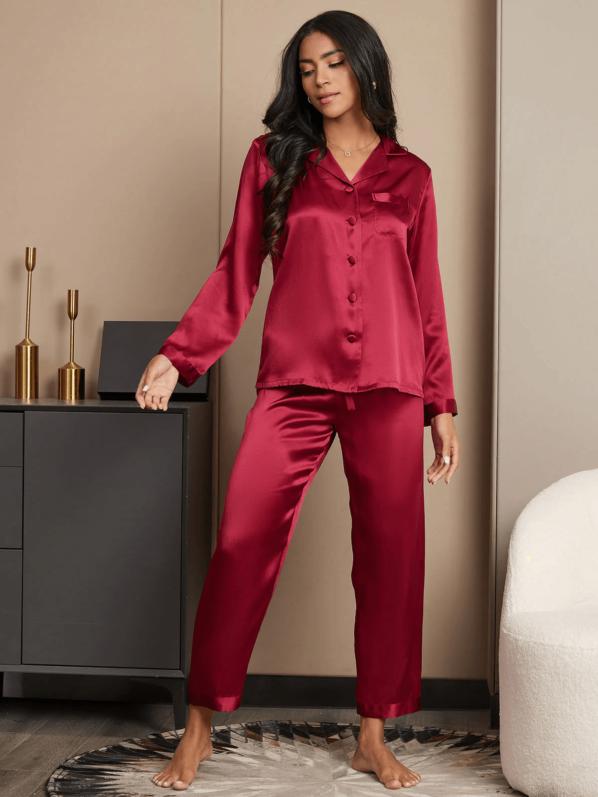 LIEN - Women's Pure Silk Button Pajama - ZyraLux Pyjama