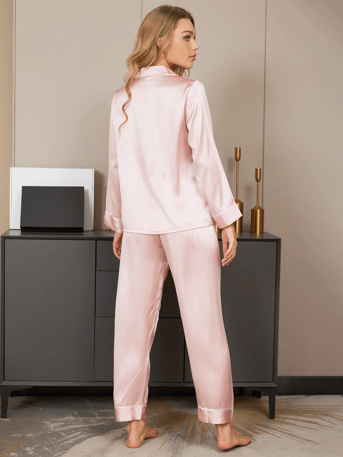 MAUD - Silk Buttoned Pajama Set for Women - ZyraLux Pyjama