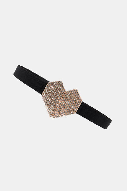 Glamoureuze elastische riem met strass-hart voor een chique stijl