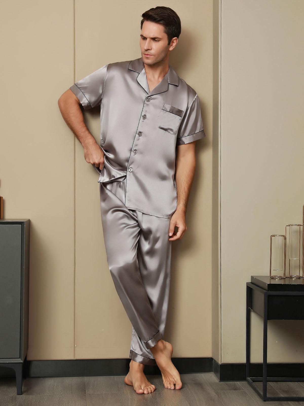 MAXIME - Silk Pajamas with Contrasting Trim - ZyraLux