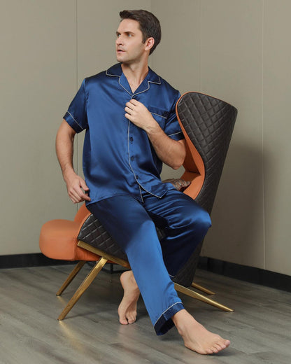 MAXIME - Silk Pajamas with Contrasting Trim - ZyraLux