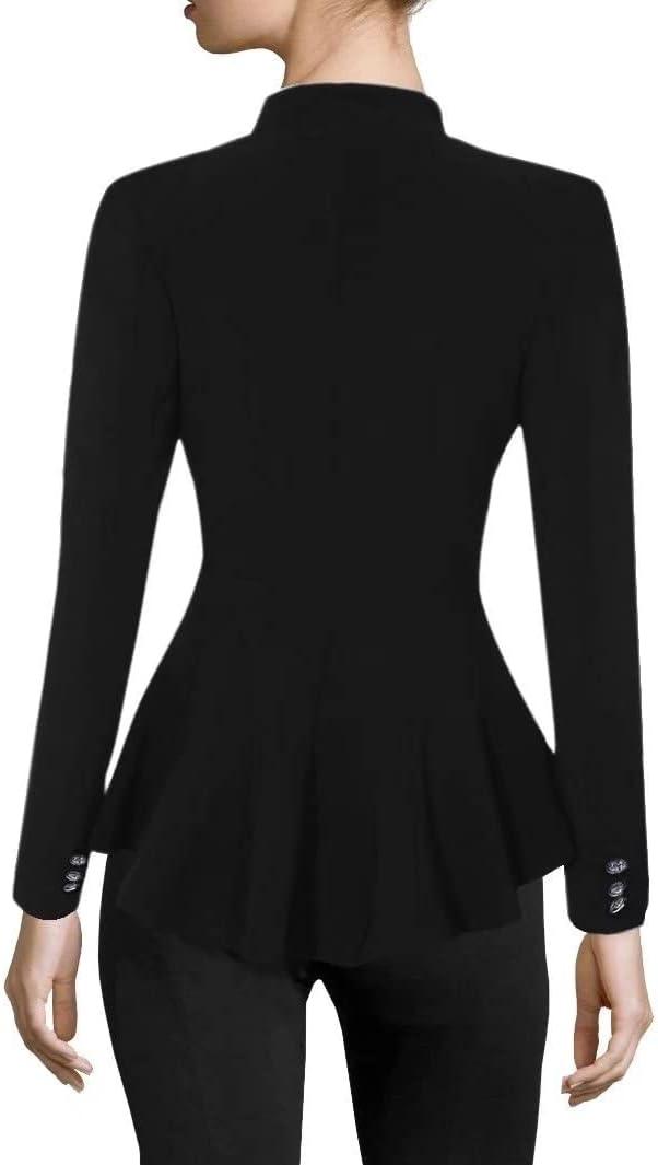 Business Chic Black Peplum Style Long Sleeve Lapel Blazer - ZyraLux