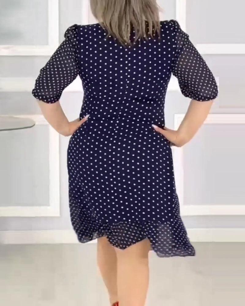 Plus Size Dress | Polka Dot | Cotton | Comfortable and Charming - ZyraLux Kleding en accessoires