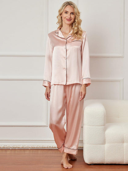 LILIANE - Long Silk Pajama Set - ZyraLux Pyjama