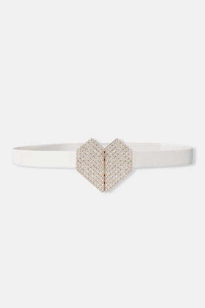 Glamoureuze elastische riem met strass-hart voor een chique stijl