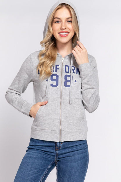 California Dreaming Zip-Up Hoodie met trekkoord en lange mouwen van ACTIVE BASIC