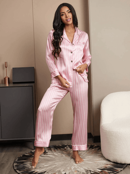 ROMY - Elegant Striped Silk Pajama - ZyraLux Pyjama