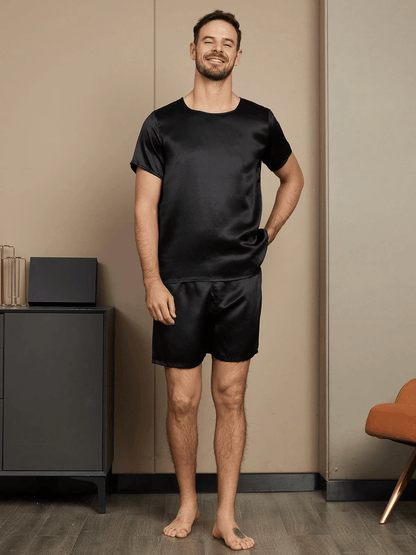 OLIVIER - Casual Short Sleeve Silk Pajama for Men - ZyraLux