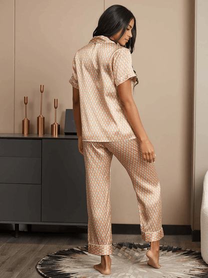 ÉLODIE - Elegant Geometric Silk Pajama - ZyraLux Pyjama