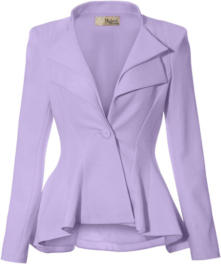 Business Chic Mauve Pink Peplum Style Long Sleeve Lapel Blazer - ZyraLux