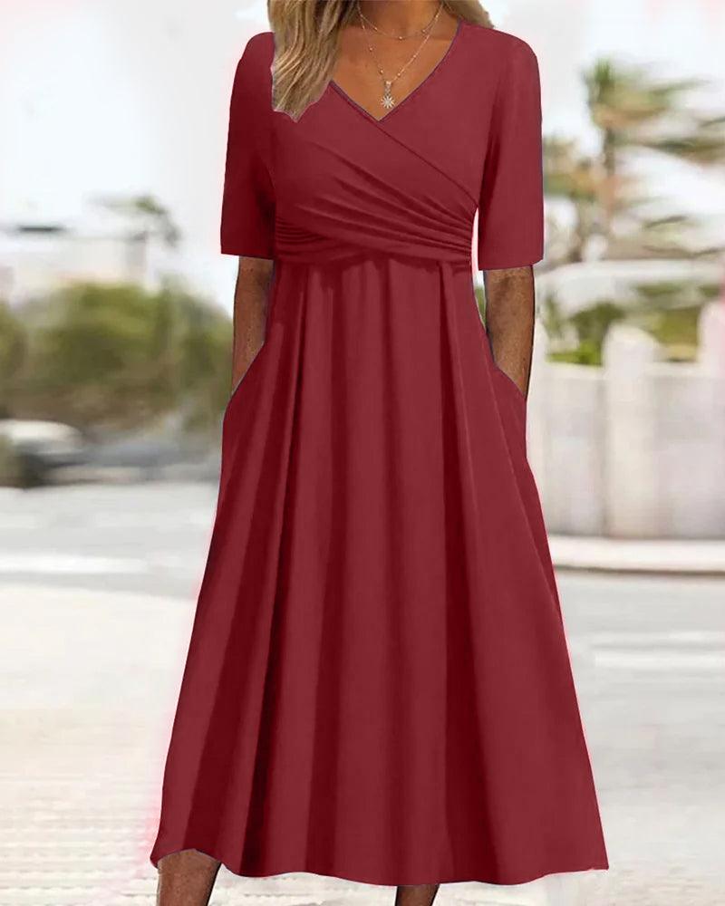 Sharon - Trendy V-Neck Dress - ZyraLux Dresses