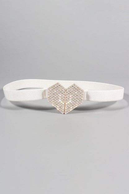 Glamoureuze elastische riem met strass-hart voor een chique stijl