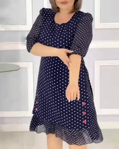 Plus Size Dress | Polka Dot | Cotton | Comfortable and Charming - ZyraLux Kleding en accessoires