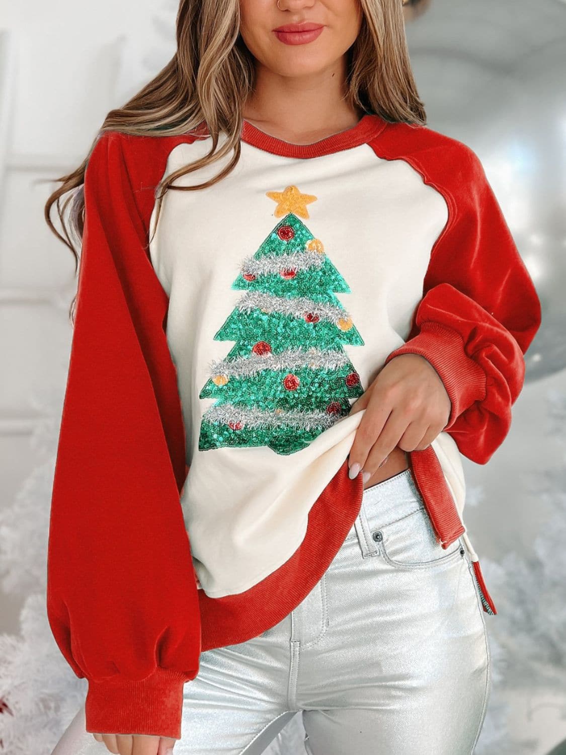 Feestelijke Kerstboom Lange Mouw Sweatshirt