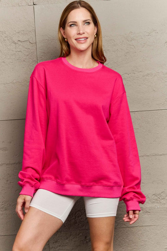 Chique Full-Size ronde hals lange mouw sweatshirt voor ultiem comfort