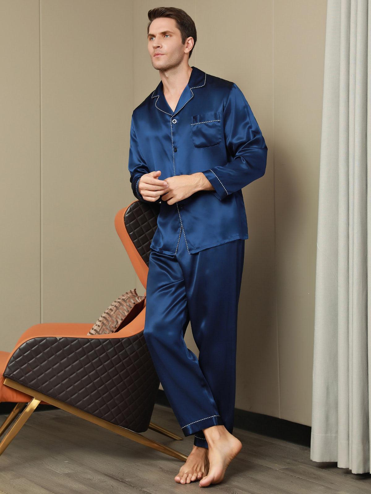 THÉO - Elegante zijden pyjama met contrasterende rand