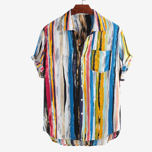 Spencer | Shirt met abstracte ambachtelijke print