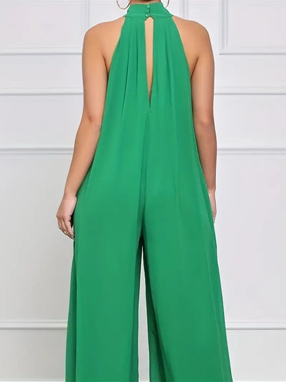 Effen jumpsuit met ruches