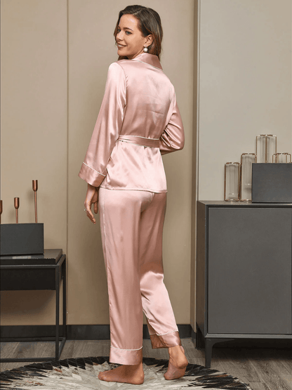 LIEVE - Pure Silk Pyjama Set with Belt - ZyraLux Pyjama