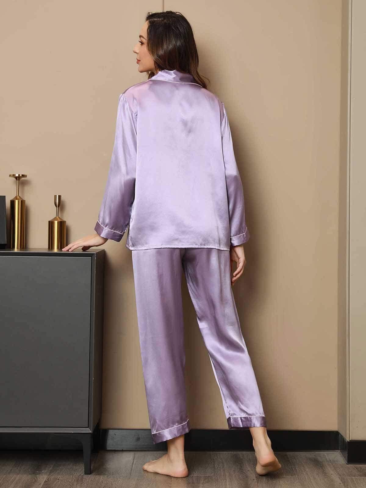 ROOS - Silk Pyjama Set with Contrast Trim - ZyraLux Pyjama