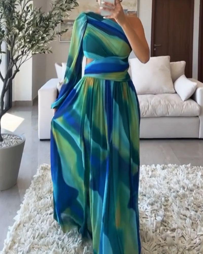 Ocean Breeze Asymmetric Gown | Blue | Evening Elegance | Silk Chiffon - ZyraLux Kleding en accessoires