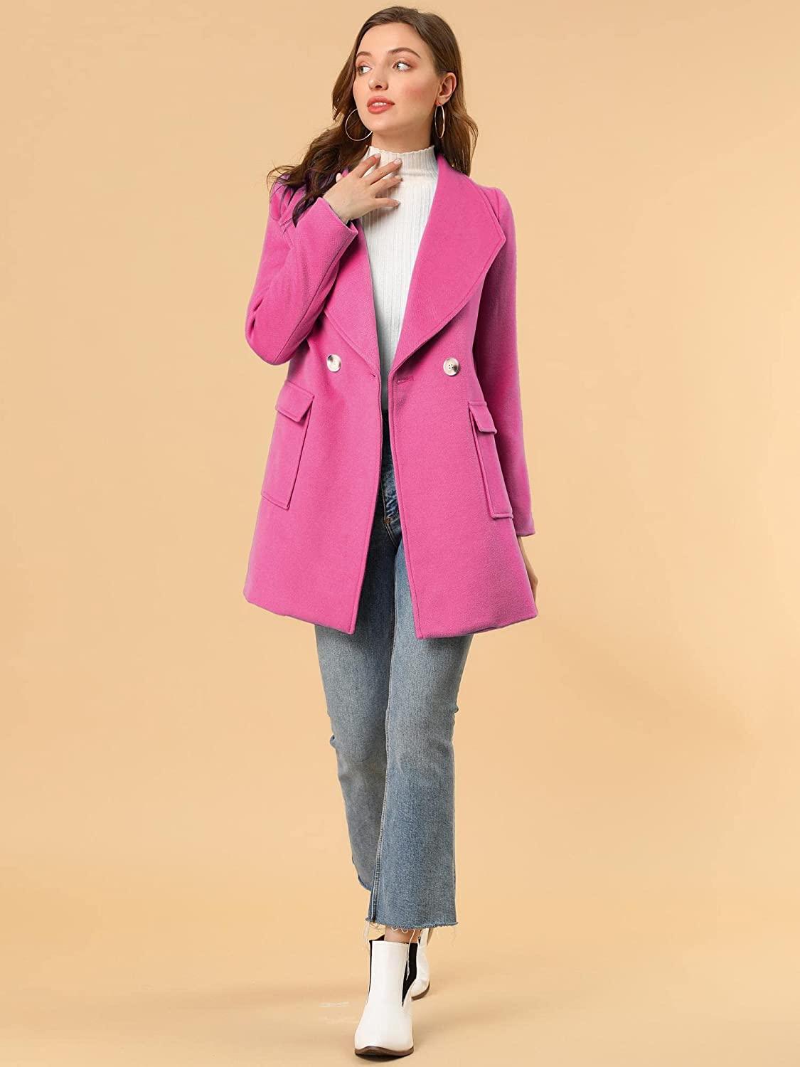 Wikkel Sjaalkraag Fuchsia Riem Dames Blazer