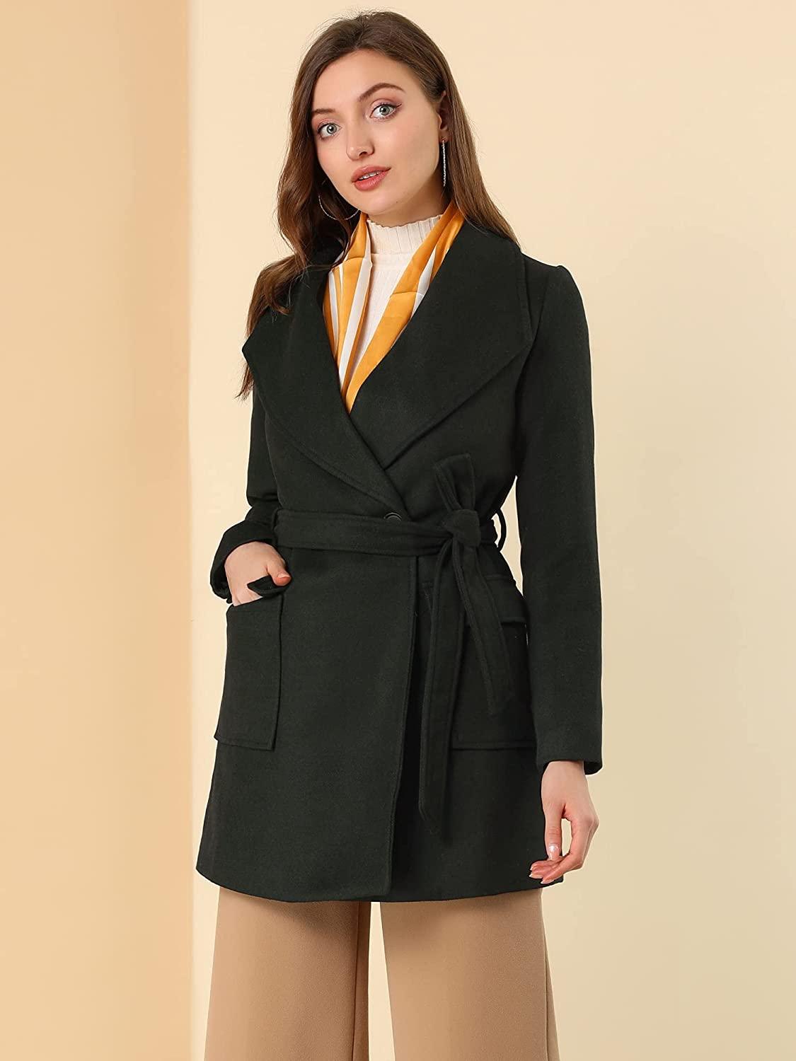 Wikkel Sjaalkraag Zwarte Riem Dames Blazer