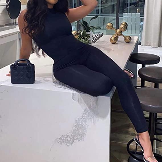 Sleek Black Sleeveless Mock Neck Jumpsuit - ZyraLux Jumpsuit