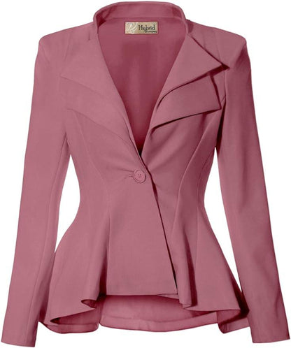 Business Chic Black Peplum Style Long Sleeve Lapel Blazer - ZyraLux