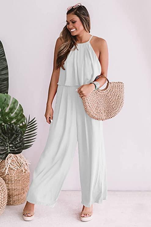 Chic Blue Sleeveless Summer Wide Leg Jumpsuit - ZyraLux Jumpsuit