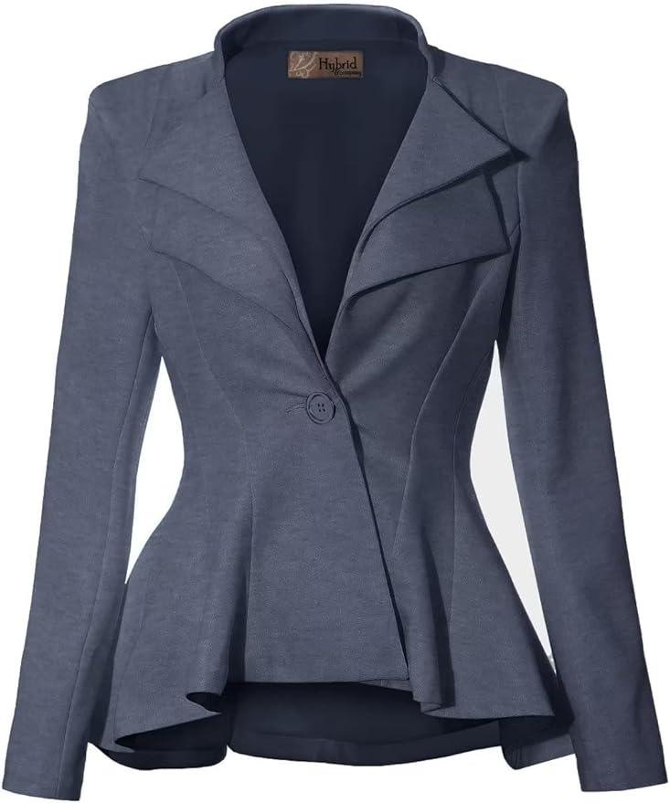 Business Chic Black Peplum Style Long Sleeve Lapel Blazer - ZyraLux