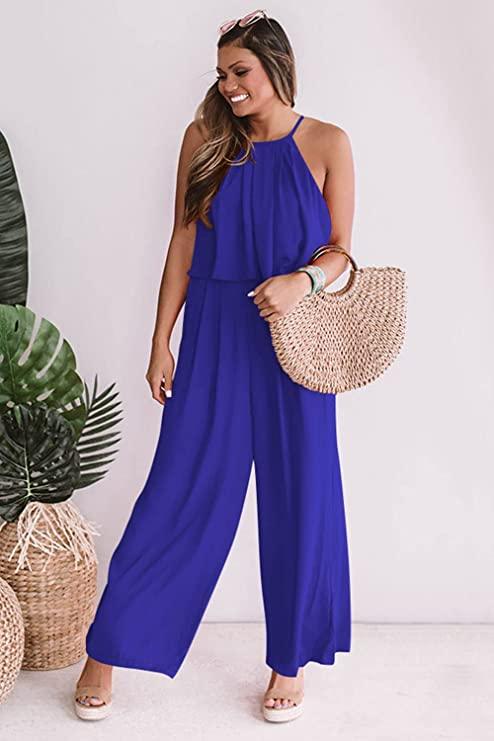 Chic Blue Sleeveless Summer Wide Leg Jumpsuit - ZyraLux Jumpsuit