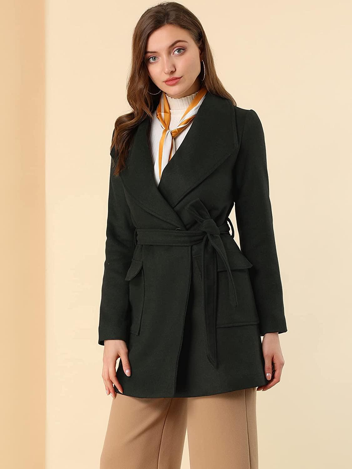 Wikkel Sjaalkraag Zwarte Riem Dames Blazer