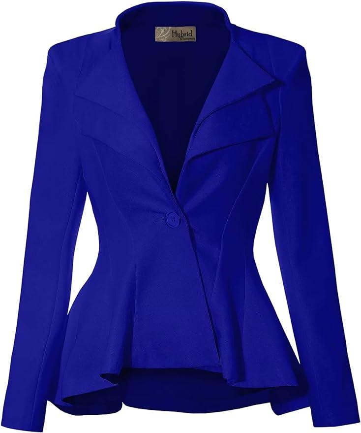 Business Chic Black Peplum Style Long Sleeve Lapel Blazer - ZyraLux